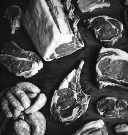 Cuts of beef food photography recipe idea