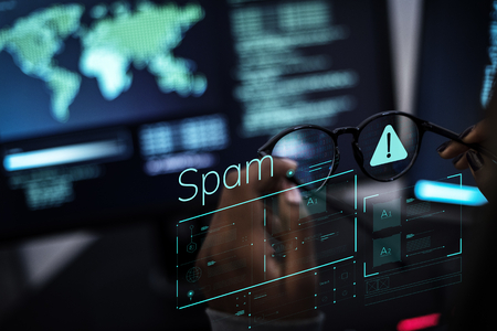 Woman working with global networks and data protection