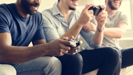Friends playing game together