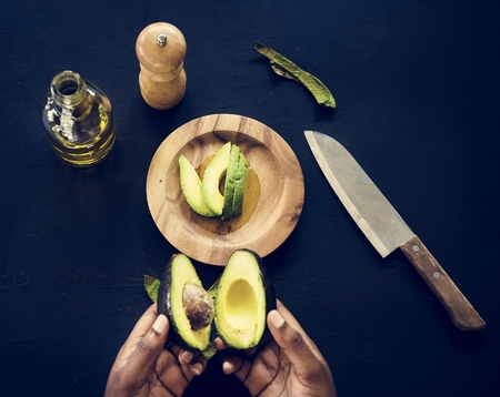 Aerial view of fresh avocado