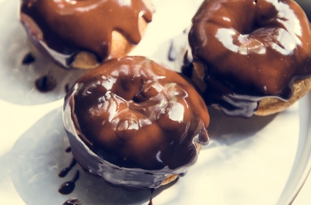 Homemade chocolate doughnuts food photography recipe idea