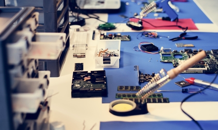 Various electronic tools on the table