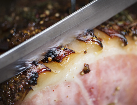Roasted ham food photography recipe idea