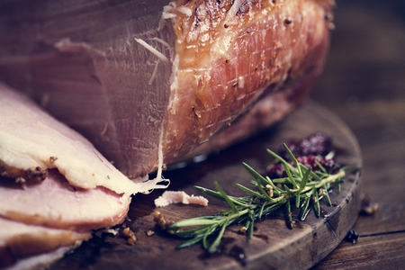 Roasted ham food photography recipe idea