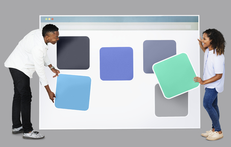 People with web template icons