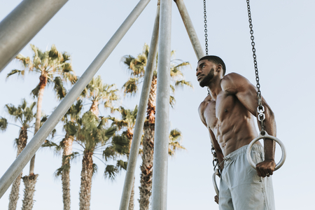 Fit man working out at the beach