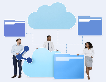 Business people and cloud computing icons