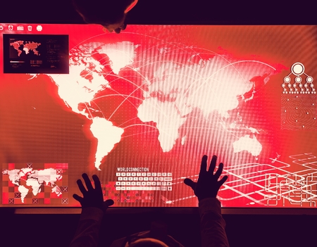 World connection meeting at cyber space table
