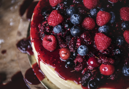 Photo for Fresh berry cheescake food photography recipe idea - Royalty Free Image