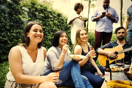 Friends having fun at a summer party