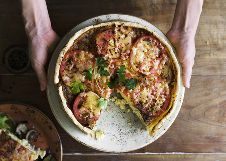 Mushroom quiche food photography recipe idea
