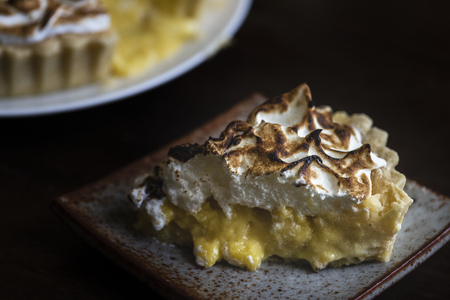 Lemon meringue pie food photography