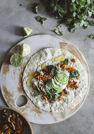 Homemade mushroom quesadilla food photography recipe idea