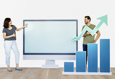 People with business growth icon isolated