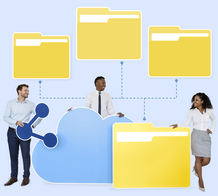 Business people and cloud computing icons