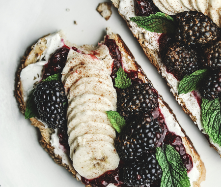jam with vegan cream cheese on toast
