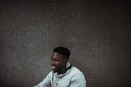 Man waiting at a subway station