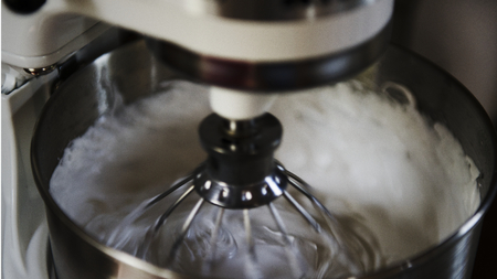 Stand mixer mixing baking ingredients