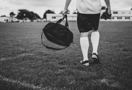 Football player ready for practice