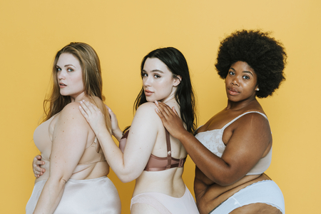 Beautiful curvy women with good body image