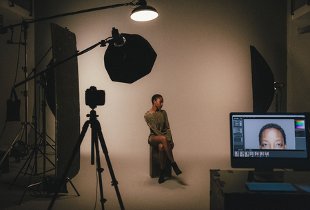 Female model posing for a photo shoot