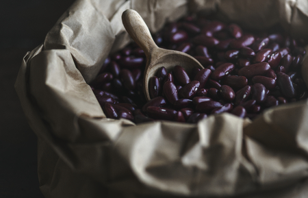 Paper bag filled with red beans