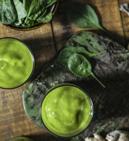 Vegan spinach and ginger smoothie drink