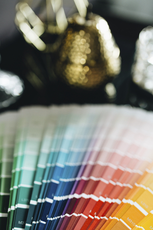 Closeup of a color swatch on a table
