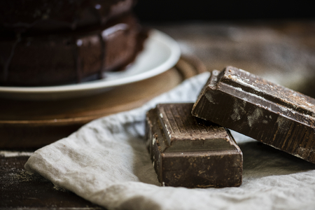 Blocks of dark chocolate at a bakery