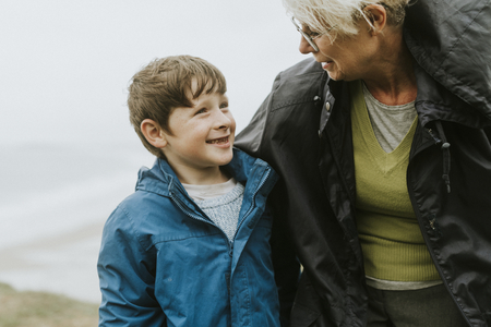 Happy boy with this grandmother