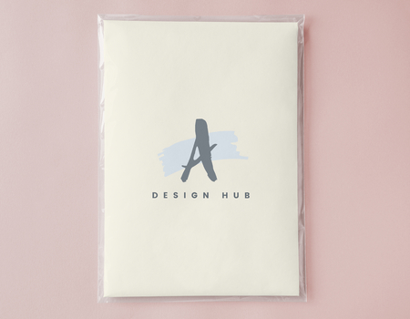 Card mockup wrapped in plastic