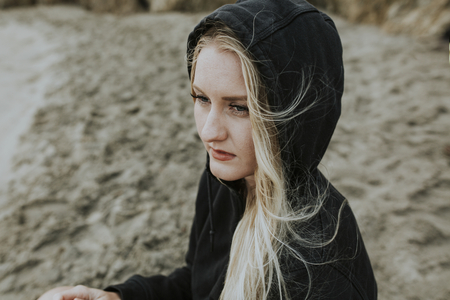 Wind blowing through a woman's hair