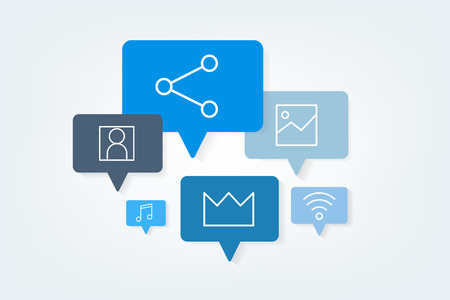 Social media icons in speech bubbles vector
