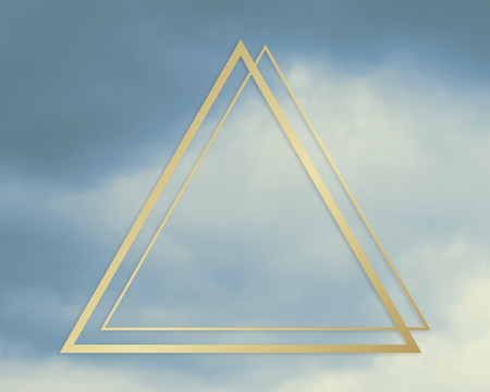 Gold triangle frame on a blue sky background