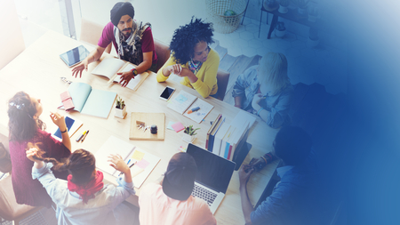 Diverse startup people brainstorming a marketing plan