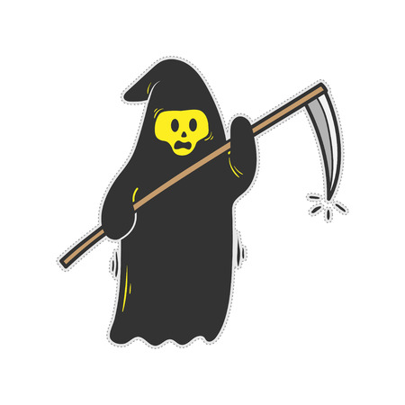 Cute grim reaper doodle cartoon vector stock.のイラスト素材