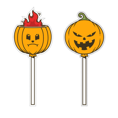 pumpkin doodle candy character patch or stickerのイラスト素材