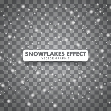 Snowflakes falling down background. Christmas snow background isolated on transparent background. Vector illustrationのイラスト素材