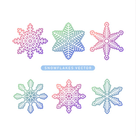 Vector snowflakes symbol icon. modern gradient sweet color. Vector snowflakes graphic collectionのイラスト素材