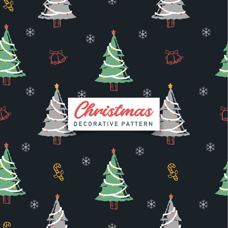 Decorative Christmas tree seamless pattern. Vector design for textile, paper print, cloth, web banner backgroundのイラスト素材