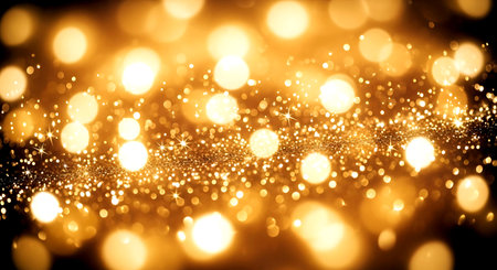golden glitter vintage lights background. gold and black. de focusedの素材