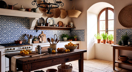 Interior of a modern kitchen in a country house. Nobody insideの素材