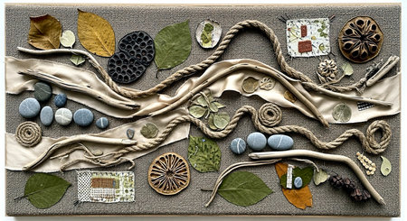 Collage made of various accessories for the decoration of the interior.の素材