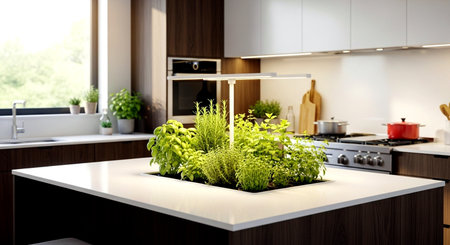 3d Illustration of a modern kitchen in a loft with a beautiful designの素材