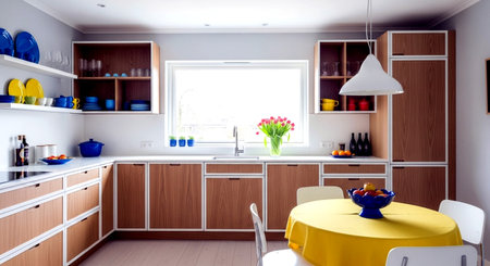 Modern kitchen interior design. 3d render concept for your graphic design.の素材