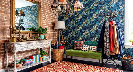 Luxury living room with vintage furniture and mirror. Furniture and decorationの素材