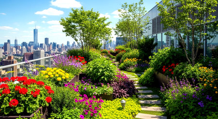 View of Lower Manhattan from Brooklyn Bridge Park.の素材
