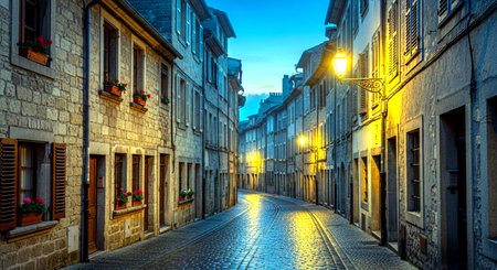Street in the old town of Rouen, Normandy, France.の素材
