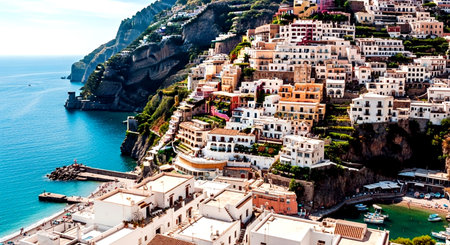 Panoramic view of Positano, Amalfi Coast, Italyの素材