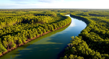 Aerial view of mangrove forest and river. Nature landscape.の素材